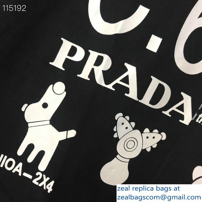 Prada Pradamalia Cotton T-shirt Black 2019 - Click Image to Close
