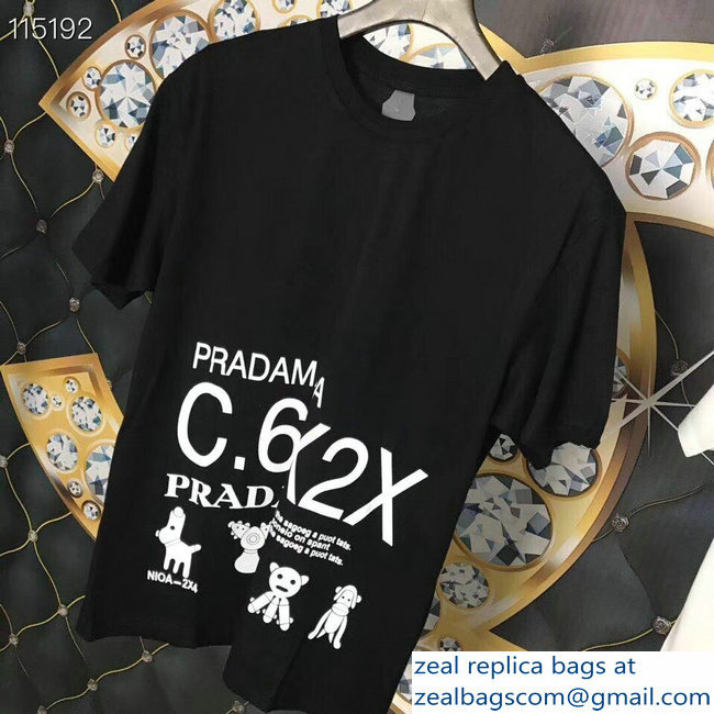 Prada Pradamalia Cotton T-shirt Black 2019 - Click Image to Close