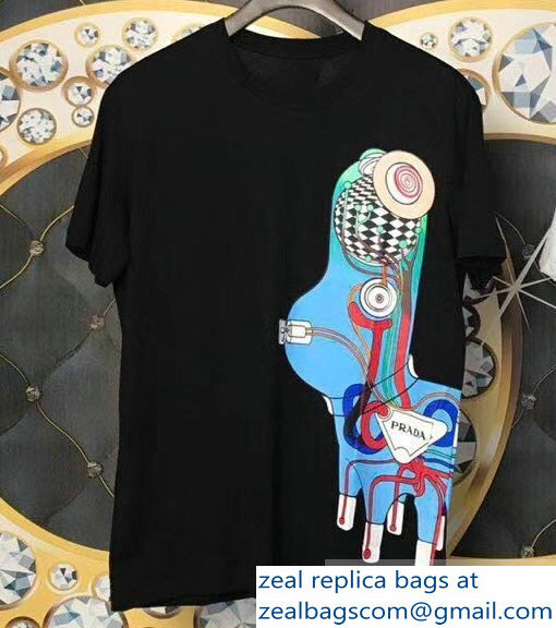 Prada Pradamalia Cotton T-shirt Black/Multicolor 2019 - Click Image to Close