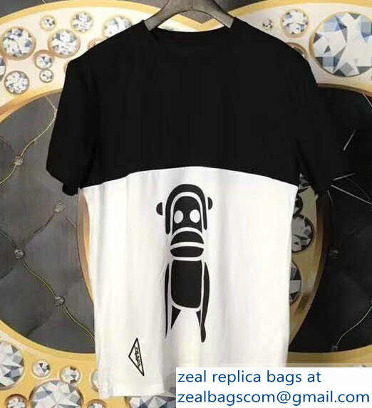 Prada Pradamalia Cotton T-shirt Black/White 2019 - Click Image to Close