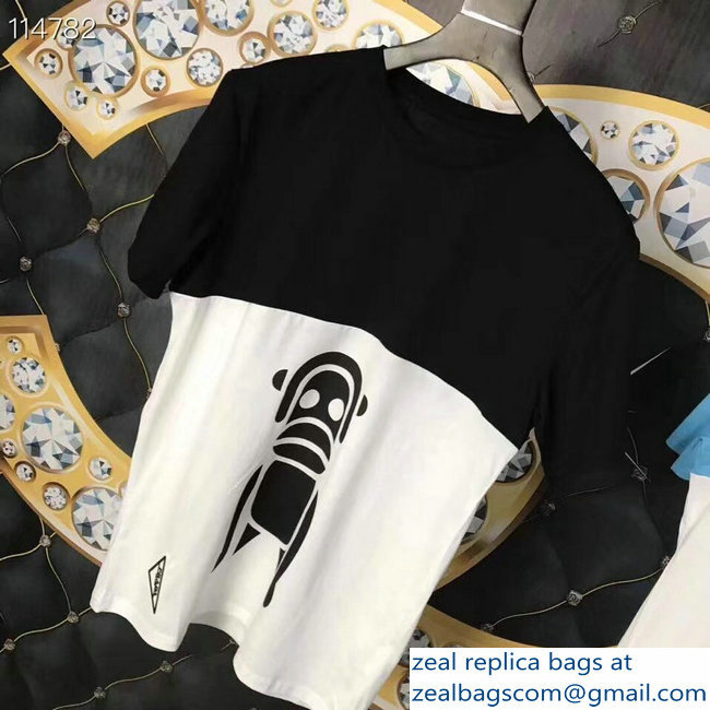 Prada Pradamalia Cotton T-shirt Black/White 2019 - Click Image to Close