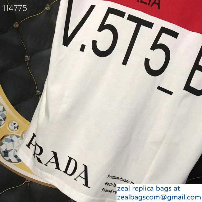 Prada Pradamalia Cotton T-shirt Red/White 2019 - Click Image to Close