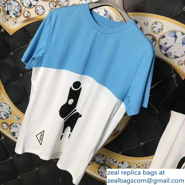 Prada Pradamalia Cotton T-shirt Sky Blue/White 2019