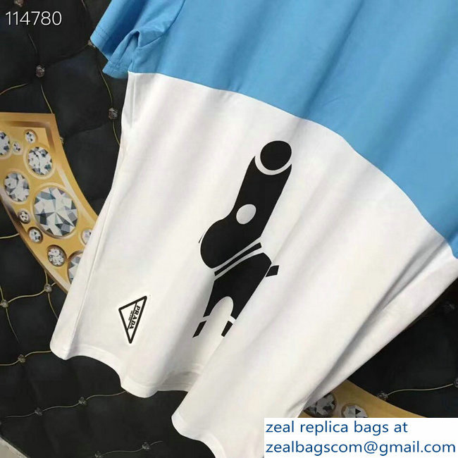 Prada Pradamalia Cotton T-shirt Sky Blue/White 2019