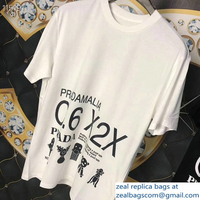 Prada Pradamalia Cotton T-shirt White 2019 - Click Image to Close