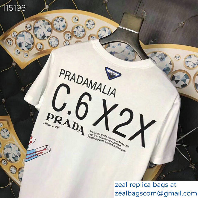 Prada Pradamalia Cotton T-shirt White/Multicolor 2019 - Click Image to Close