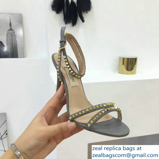 Valentino Heel 10cm Rockstud Around Sandals Gray 2019 - Click Image to Close