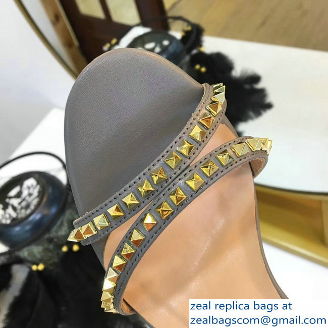 Valentino Heel 10cm Rockstud Around Sandals Gray 2019 - Click Image to Close