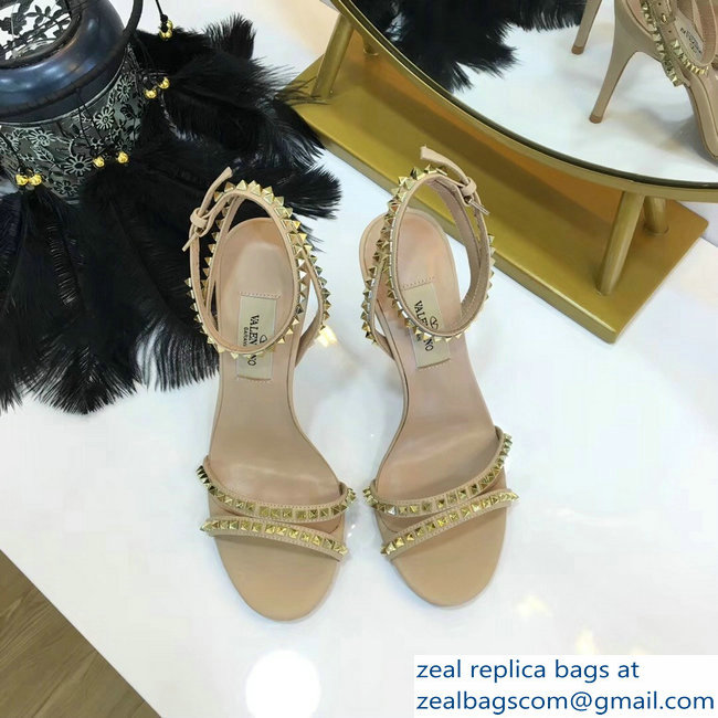 Valentino Heel 10cm Rockstud Around Sandals Nude 2019