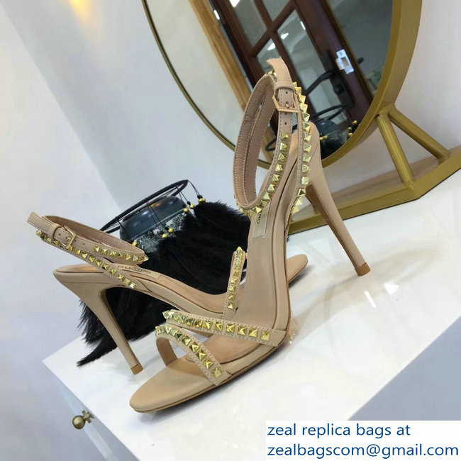 Valentino Heel 10cm Rockstud Around Sandals Nude 2019