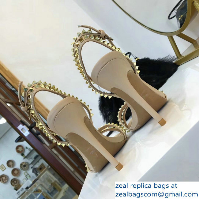 Valentino Heel 10cm Rockstud Around Sandals Nude 2019