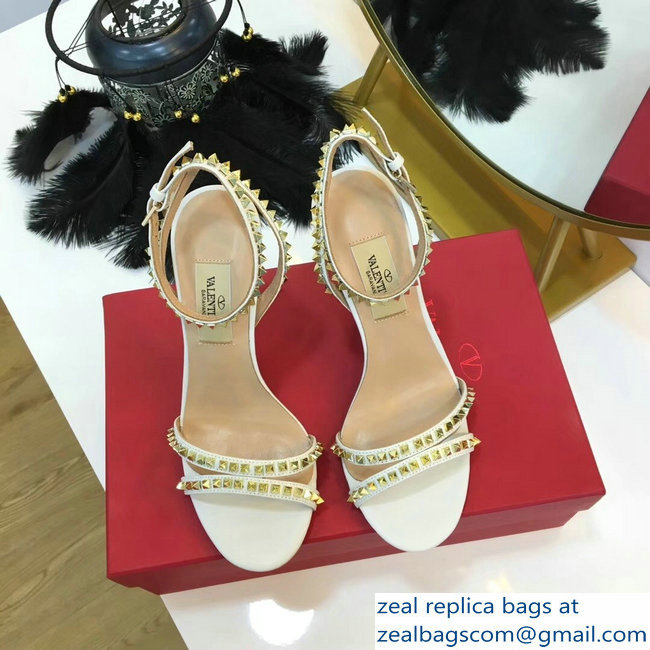 Valentino Heel 10cm Rockstud Around Sandals White 2019