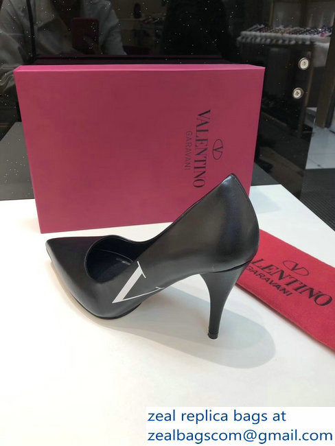 Valentino Heel 9.5cm VLTN Sheepskin Pumps Black 2019