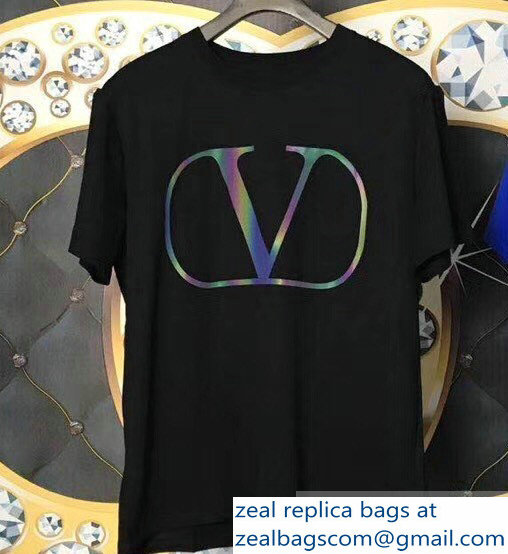 Valentino V Go Logo Print T-Shirt Black 2019 - Click Image to Close