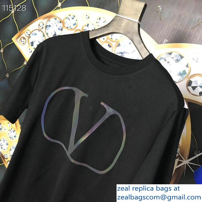 Valentino V Go Logo Print T-Shirt Black 2019 - Click Image to Close