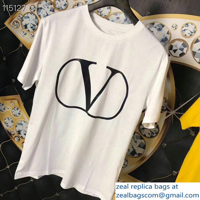 Valentino V Go Logo Print T-Shirt White 2019 - Click Image to Close