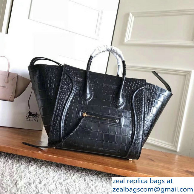 celine crocodile pattern phantom luggage black