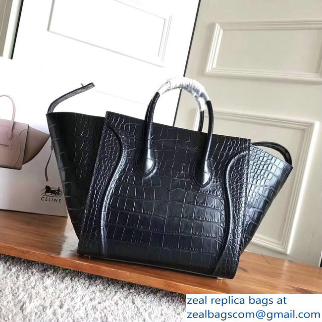 celine crocodile pattern phantom luggage black - Click Image to Close