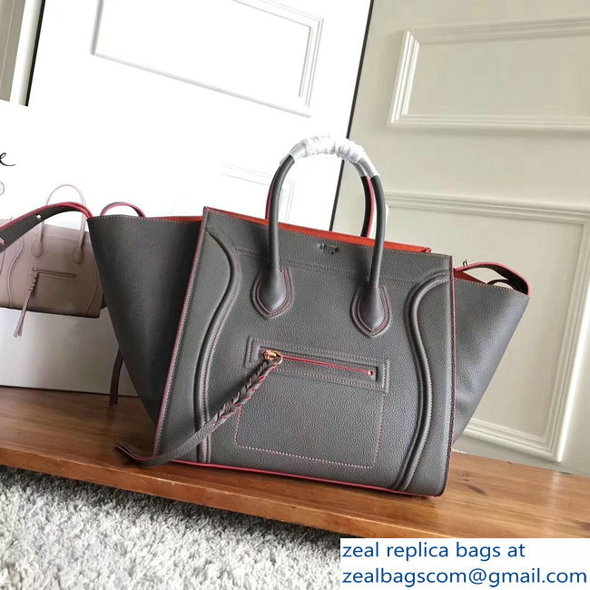 celine grained calfskin phantom luggage gray/red - Click Image to Close