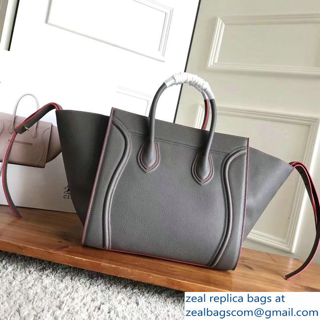 celine grained calfskin phantom luggage gray/red - Click Image to Close