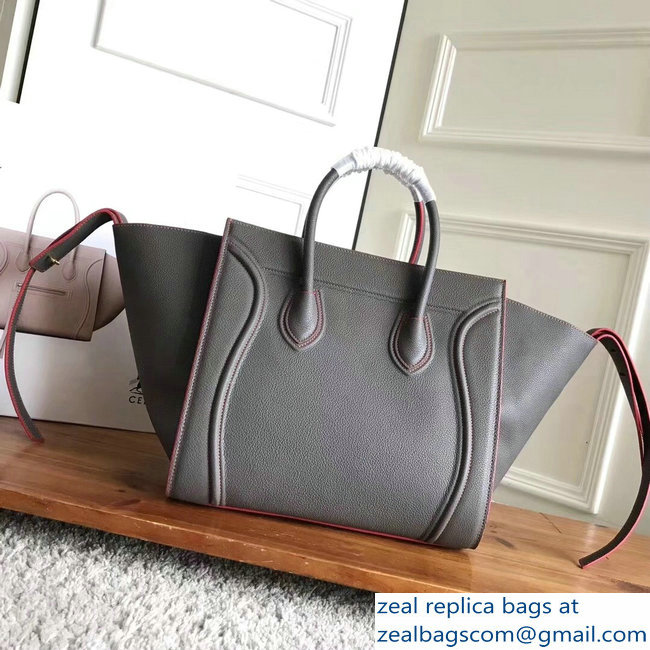 celine grained calfskin phantom luggage gray/red