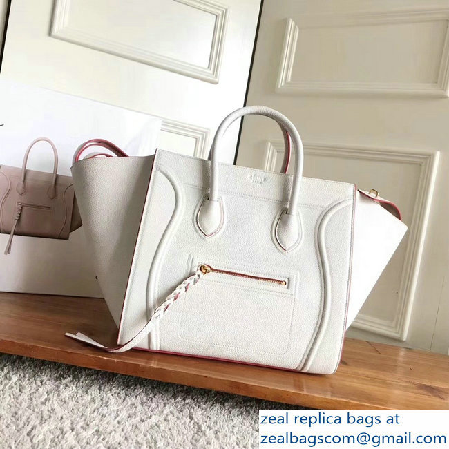 celine grained calfskin phantom luggage white/red