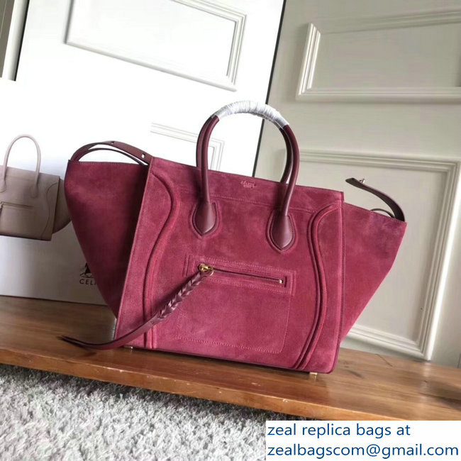 celine suede phantom luggage burgundy