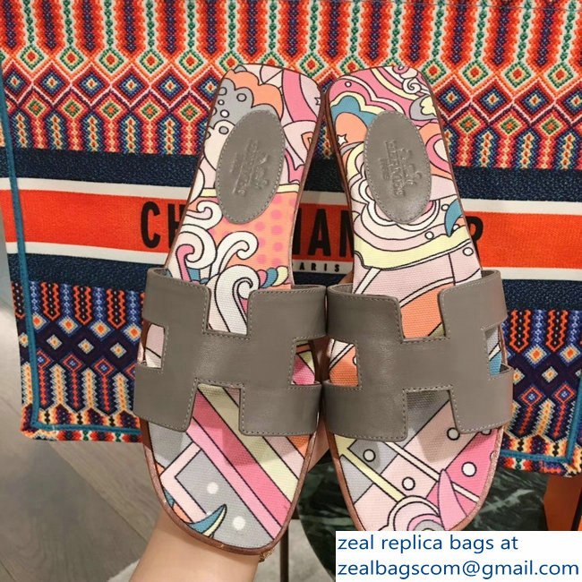 hermes flower printed oran slippers 04 2019 - Click Image to Close
