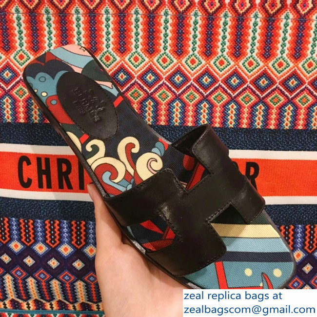 hermes flower printed oran slippers 06 2019 - Click Image to Close