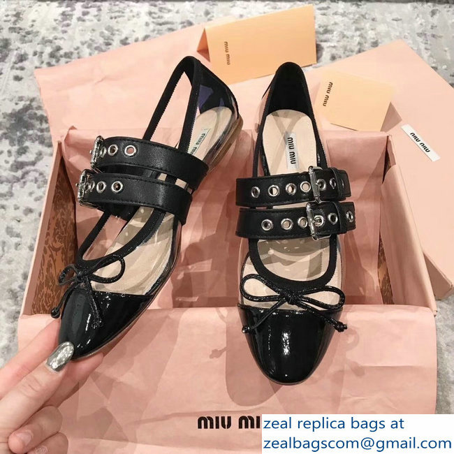 miu miu pvc Ballerinas flats in patent leather black