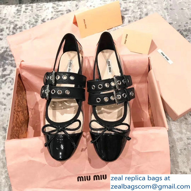 miu miu pvc Ballerinas flats in patent leather black