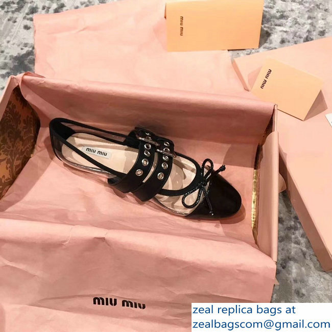 miu miu pvc Ballerinas flats in patent leather black