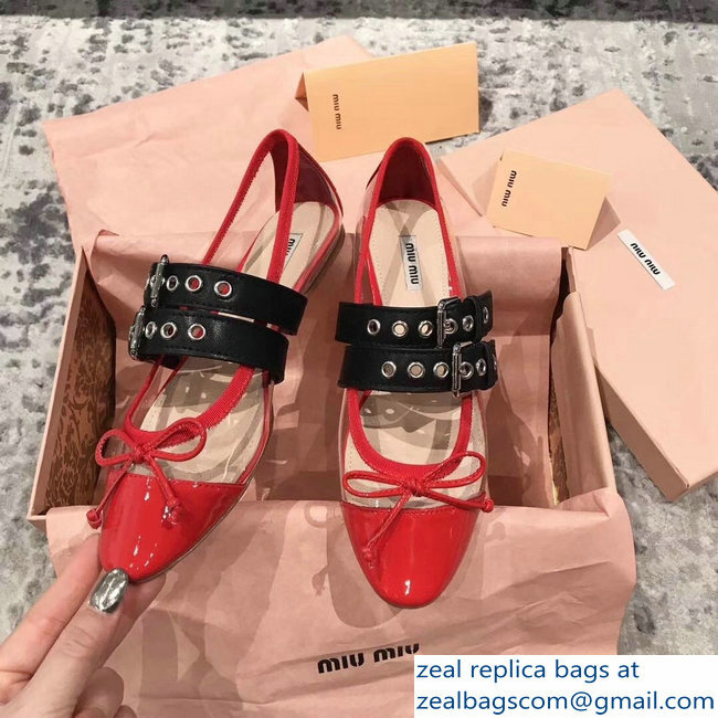 miu miu pvc Ballerinas flats in patent leather red