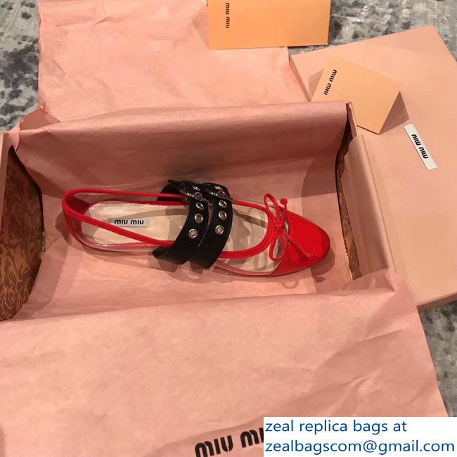 miu miu pvc Ballerinas flats in patent leather red