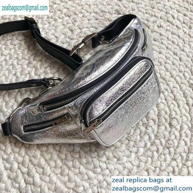 Alexander Wang Attica Fanny Pack Medium Bag Crinkled Silver 2019 - Click Image to Close