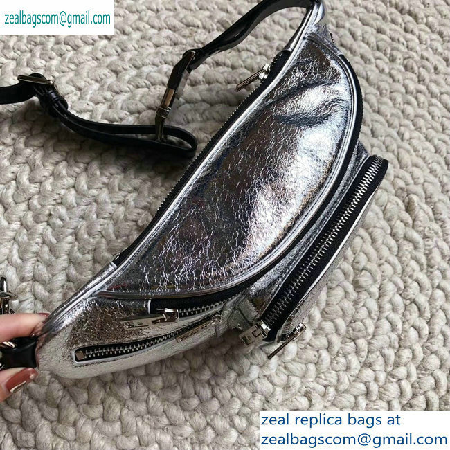 Alexander Wang Attica Fanny Pack Medium Bag Crinkled Silver 2019 - Click Image to Close