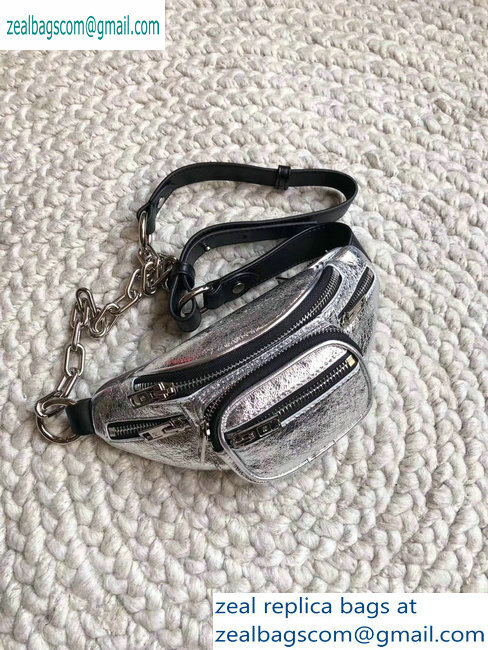 Alexander Wang Attica Fanny Pack Mini Bag Crinkled Silver 2019 - Click Image to Close