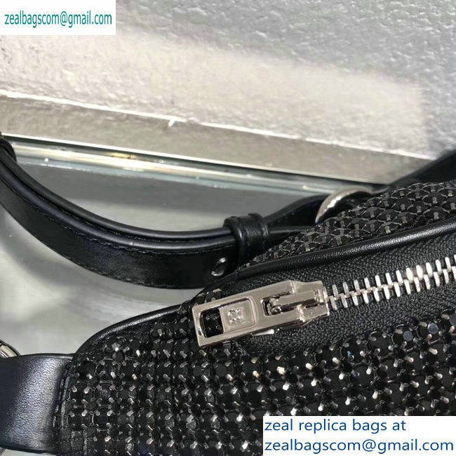 Alexander Wang Attica Fanny Pack Mini Bag with Black Crystal Rhinestone Chain Mesh 2019 - Click Image to Close