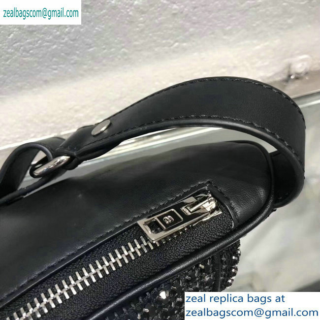 Alexander Wang Attica Fanny Pack Mini Bag with Black Crystal Rhinestone Chain Mesh 2019