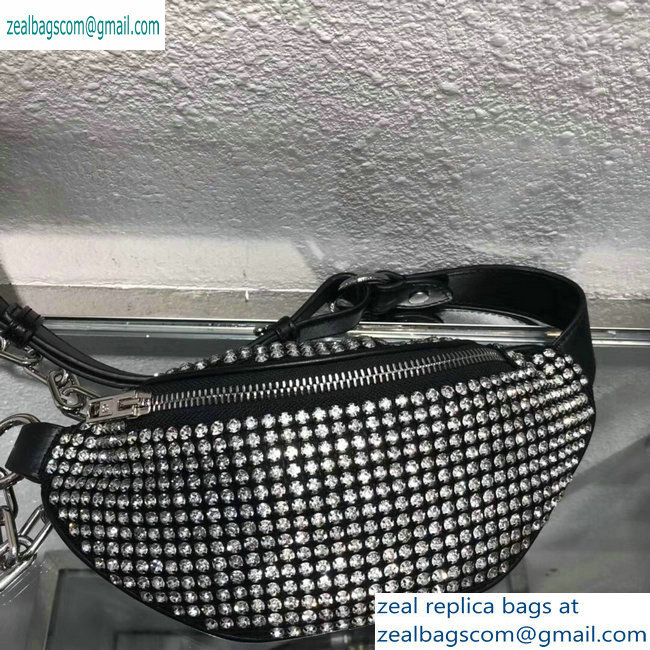 Alexander Wang Attica Fanny Pack Mini Bag with Crystal Rhinestone Chain Mesh 2019 - Click Image to Close