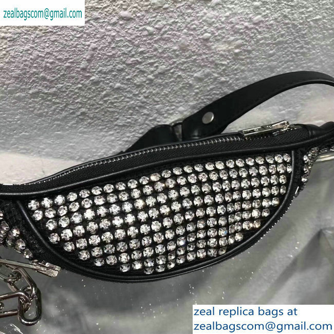 Alexander Wang Attica Fanny Pack Mini Bag with Crystal Rhinestone Chain Mesh 2019 - Click Image to Close