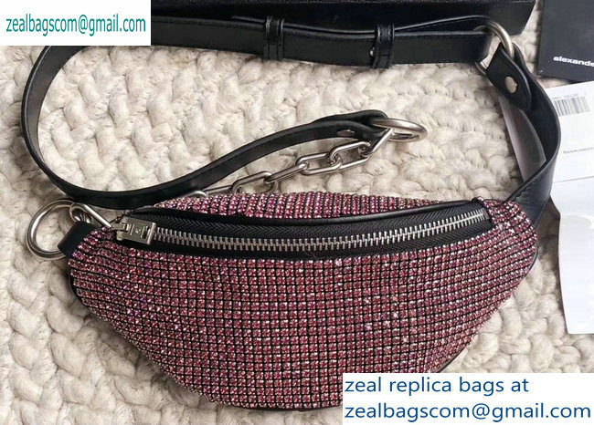 Alexander Wang Attica Fanny Pack Mini Bag with Pink Crystal Rhinestone Chain 2019 - Click Image to Close