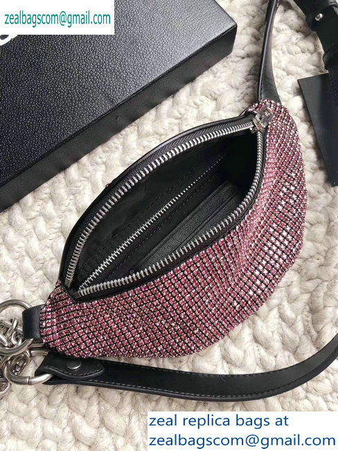 Alexander Wang Attica Fanny Pack Mini Bag with Pink Crystal Rhinestone Chain 2019