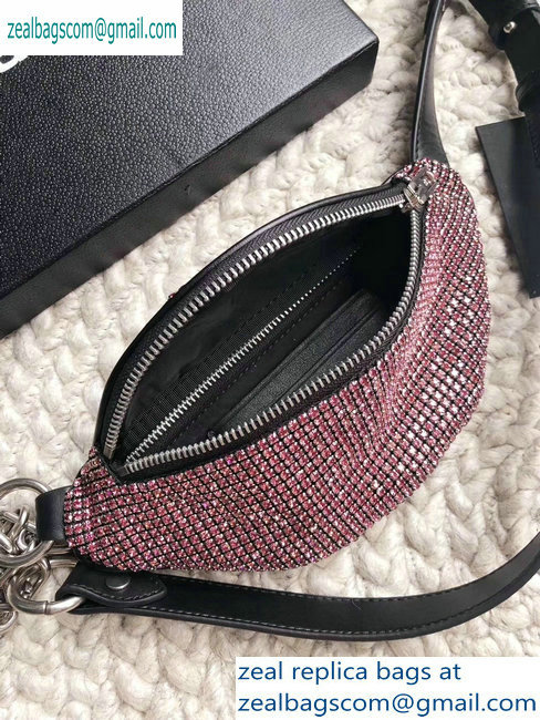 Alexander Wang Attica Fanny Pack Mini Bag with Pink Crystal Rhinestone Chain 2019 - Click Image to Close