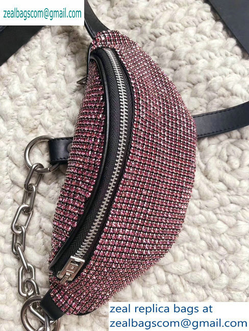 Alexander Wang Attica Fanny Pack Mini Bag with Pink Crystal Rhinestone Chain 2019