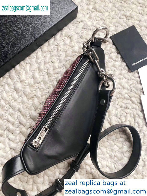 Alexander Wang Attica Fanny Pack Mini Bag with Pink Crystal Rhinestone Chain 2019