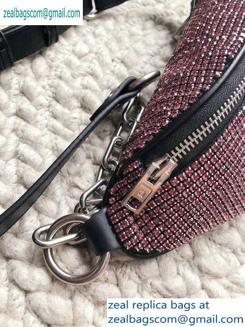 Alexander Wang Attica Fanny Pack Mini Bag with Pink Crystal Rhinestone Chain 2019 - Click Image to Close