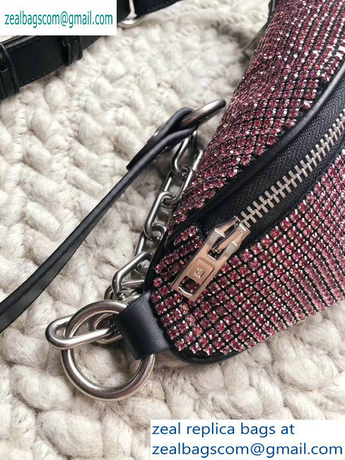 Alexander Wang Attica Fanny Pack Mini Bag with Pink Crystal Rhinestone Chain 2019