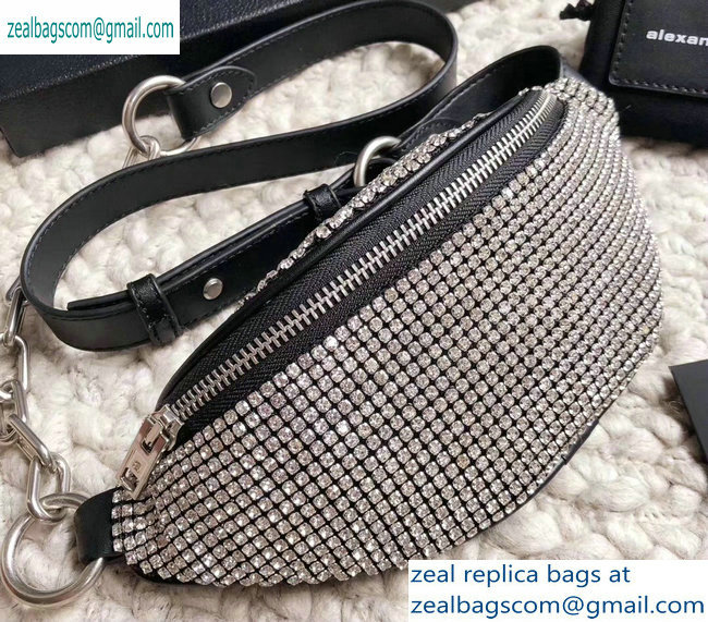 Alexander Wang Attica Fanny Pack Mini Bag with Silver Crystal Rhinestone Chain 2019 - Click Image to Close