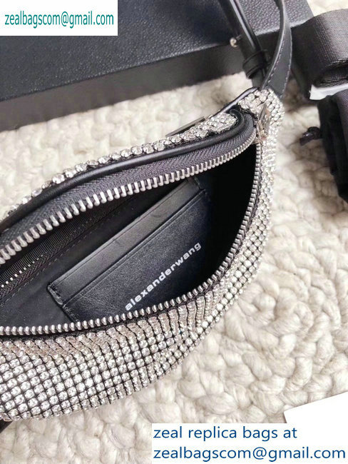 Alexander Wang Attica Fanny Pack Mini Bag with Silver Crystal Rhinestone Chain 2019